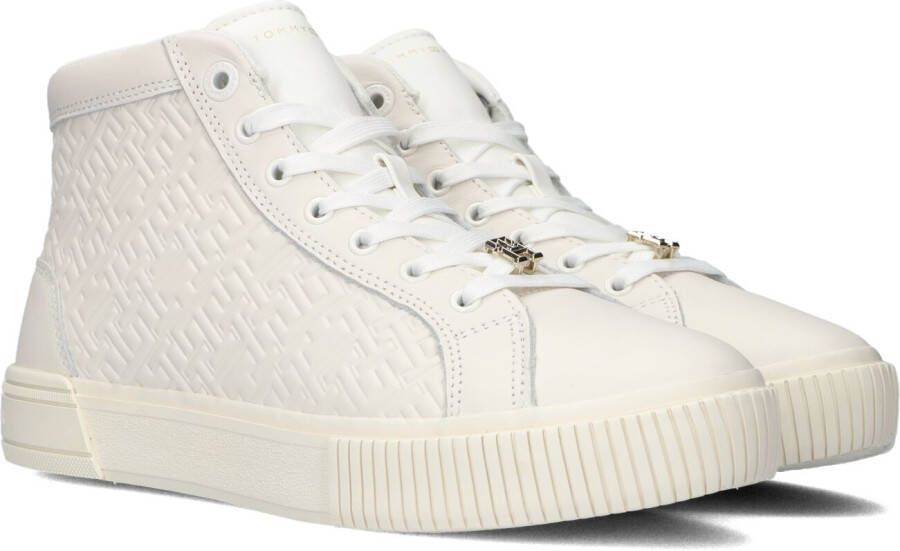 Tommy Hilfiger Beige Leren High Top Sneakers Beige Dames