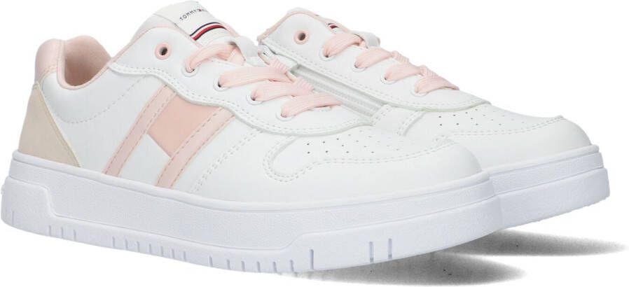Tommy Hilfiger Sneakers FLAG LOW CUT LACE-UP SNEAKER WHITE PINK BEIGE met plateauzool