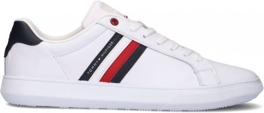 Tommy Hilfiger Essential Leather Cupsohle Heren Sneakers Sportschoenen Schoenen Leer Wit FM0FM02668-YBS