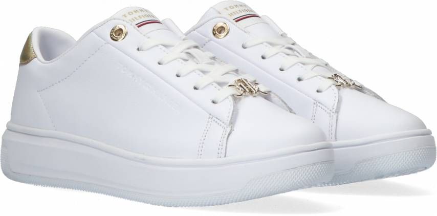 Tommy Hilfiger Witte Lage Sneakers Metallic Leather Cupsole