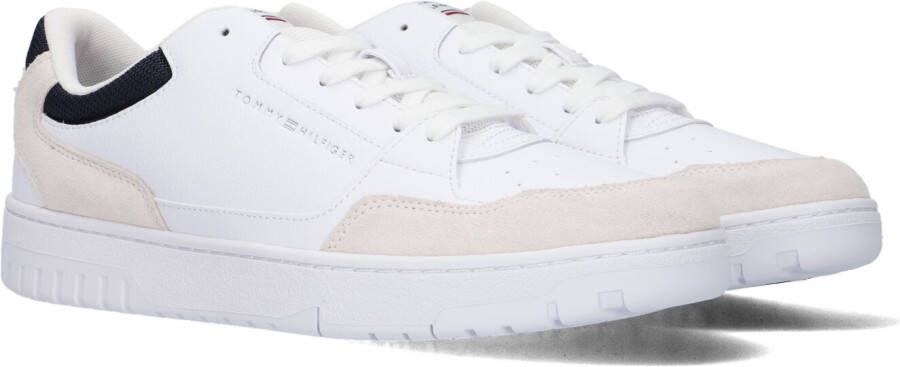 Tommy Hilfiger Sneakers TH BASKET CORE LTH MIX ESS met contrastafwerkingen vrijetijdsschoen lage schoen veterschoen