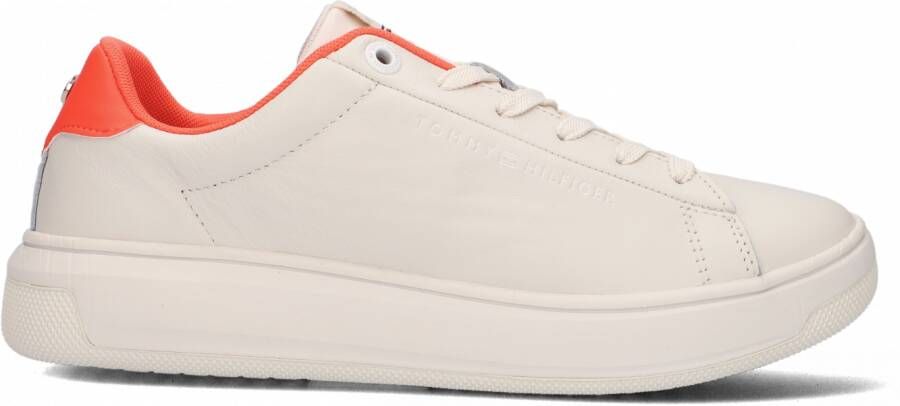 Tommy Hilfiger Lowcut leather cupsole FWoFW06 hawaiian coral Wit