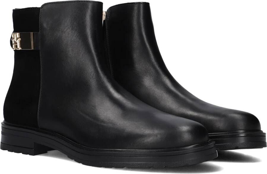 Tommy Hilfiger Laarsjes TH LOGO LEATHER MIX CHELSEA blokhak business schoen laarzen met th-sieraad