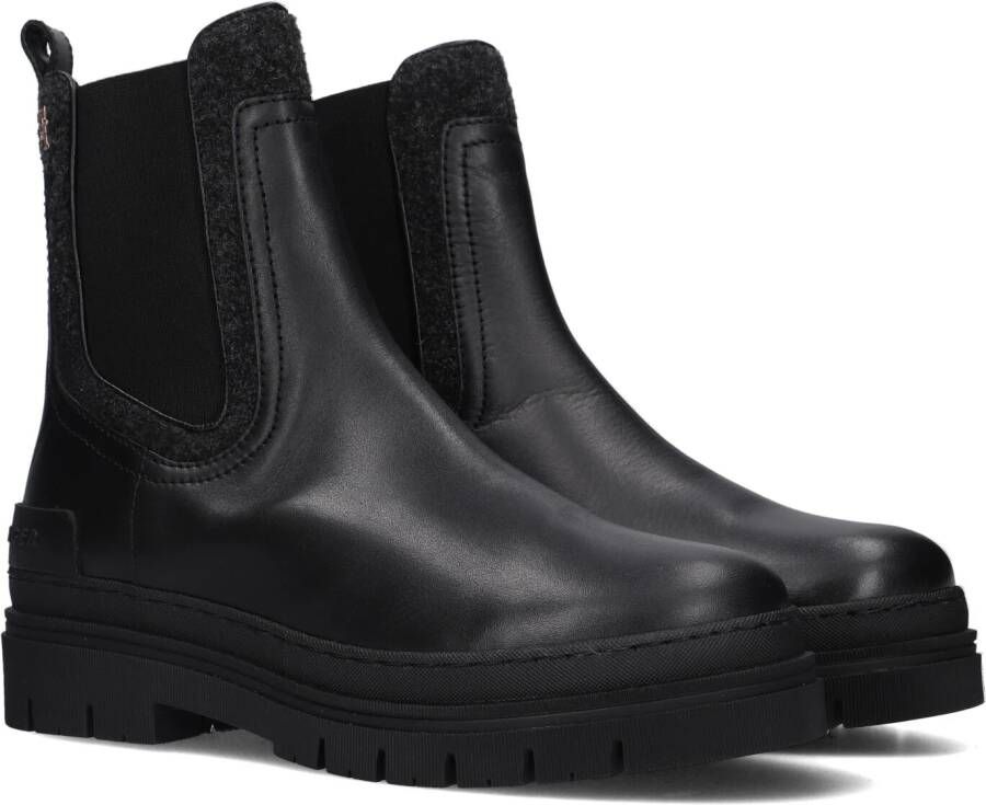 TOMMY HILFIGER Zwarte Chelsea Boots Feminini Felt Chelsea Bootie