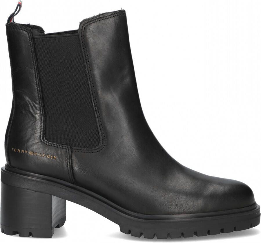 Tommy Hilfiger Chelsea boots van leermix met merkdetail in metallic
