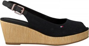 Tommy Hilfiger Sandaaltjes ICONIC ELBA SLING BACK WEDGE met jutebeleg