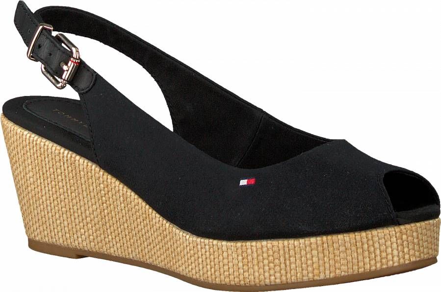 Tommy Hilfiger Sleehaksandaaltjes ICONIC ELENA SLING BACK WEDGE zomerschoen sandaal keilhak met verstelbare gesp