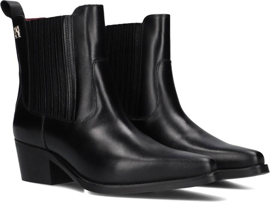 Tommy Hilfiger Cowboylaarsjes TH LEATHER COWBOY BOOT blokhak cowboyboots western enkellaars in spitse vorm