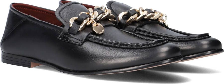 Tommy Hilfiger Zwarte Leren Loafers voor Vrouwen Black Dames