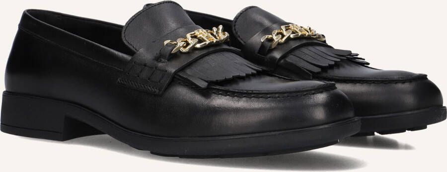 Tommy Hilfiger Loafers TH CHAIN FRINGE LEATHER LOAFER blokhak slipper zakelijke schoen met modieuze franjes