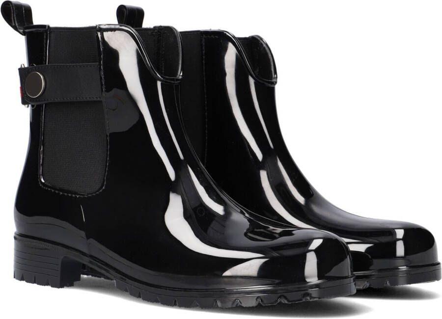 Tommy Hilfiger Zwarte Regenlaarzen Ankle Rainboot Metal Detail