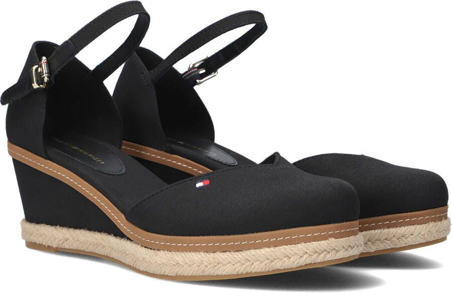 Tommy Hilfiger Zwarte Espadrilles Basic Closed Toe Mid Wedge