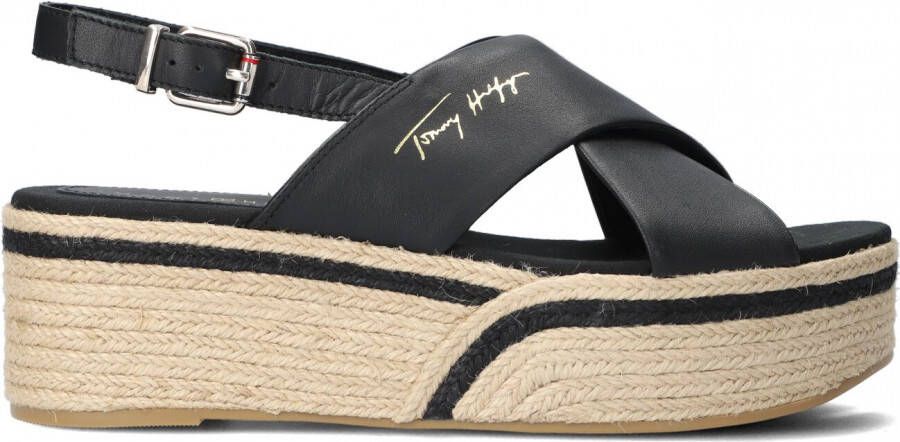 Tommy Hilfiger Elevated Leather Flat Sandals Black Dames