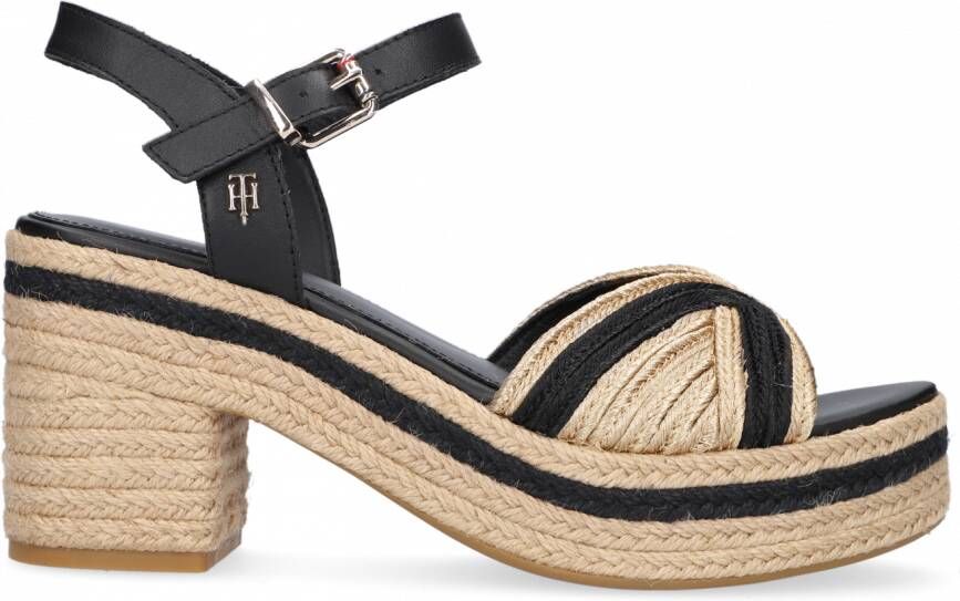 Tommy Hilfiger Sandaaltjes TH ARTISANAL MID HEEL SANDAL met jutebeleg aan hak en plateau