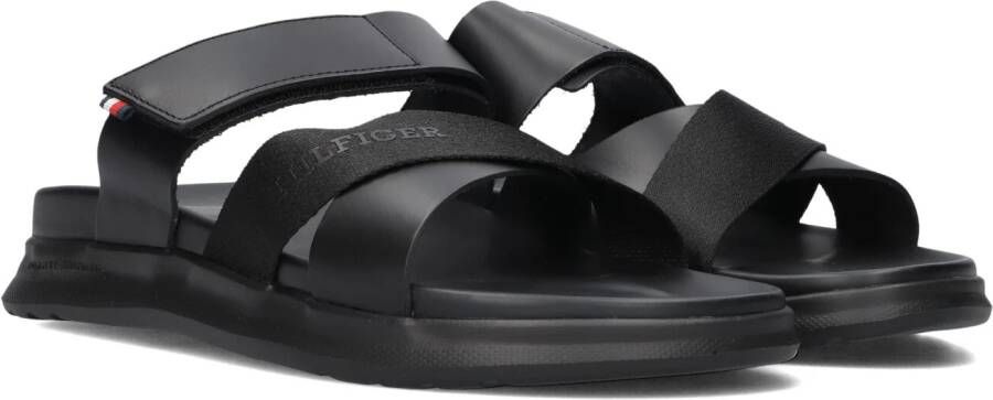 Tommy Hilfiger Zwarte platte sandalen Density Mix Black Heren