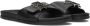 Tommy Hilfiger Zwarte Leren Hardware Platte Slippers Black Dames - Thumbnail 1