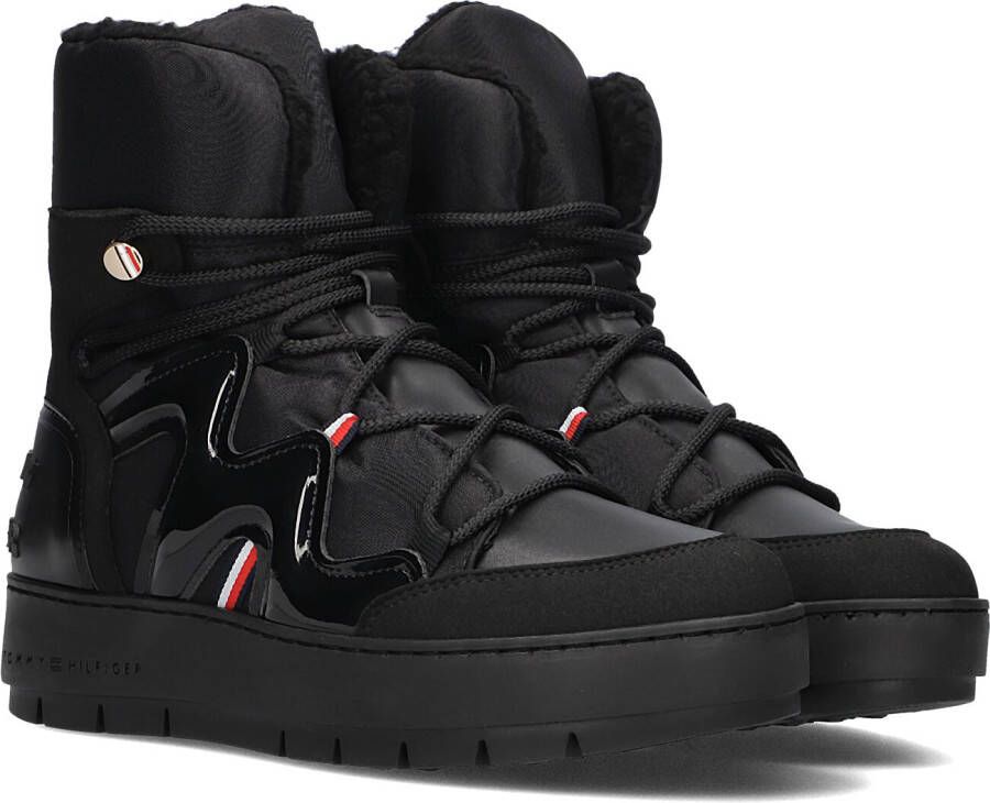 Tommy Hilfiger Zwarte Patent Snowboot Winterstijl Black Dames