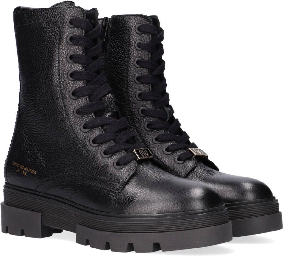 Tommy Hilfiger Zwarte Veterboots Monochromatic Lace Up