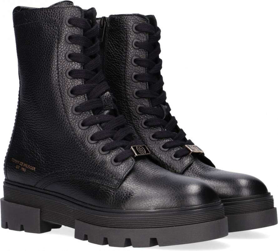 Tommy Hilfiger Monochromatic Lace Up Boot FW0FW05946 BDS Vrouwen Zwart Laarzen Trappers