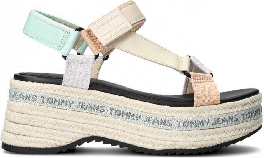 TOMMY JEANS Sleehaksandaaltjes WEDGE SANDAL met praktische klittenbandsluitingen