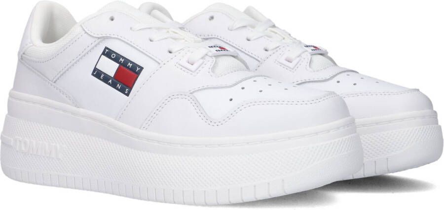 TOMMY JEANS Retro Basket Flatf Lage sneakers Leren Sneaker Dames Wit