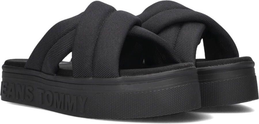 Tommy Hilfiger Urban Flatform Sandalen met Opvallende Lettering Black Dames