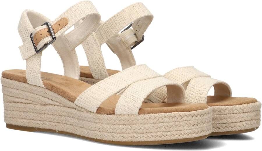 TOMS Audrey naturel | linnen sleehak sandalen Beige Textiel Sandalen met hak Dames