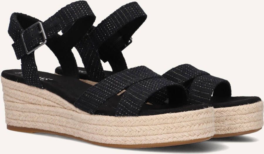 TOMS Audrey linnen sandalen met sleeha Zwart Textiel Sandalen met hak Dames