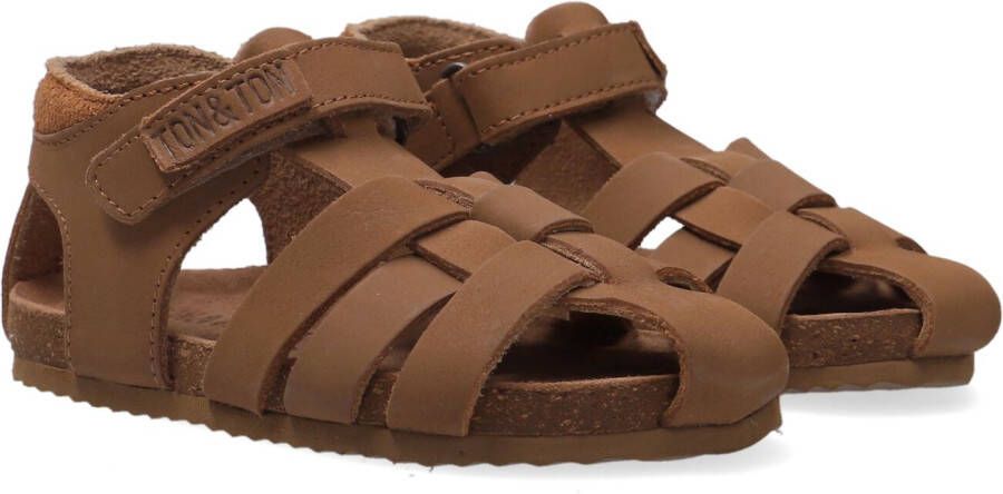 Ton & Ton Jongens Platte sandalen Pl_omo10 Cognac Leer