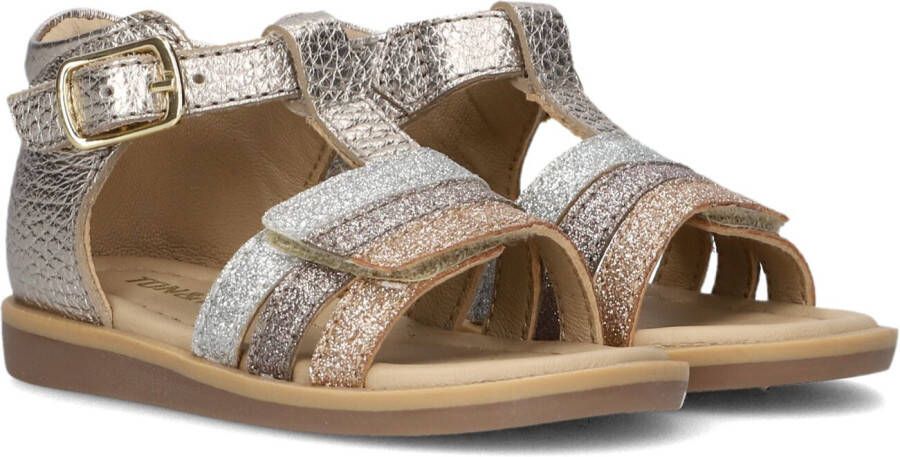 Ton & Ton Unisex Platte sandalen Siri Goud Leer Normale zool