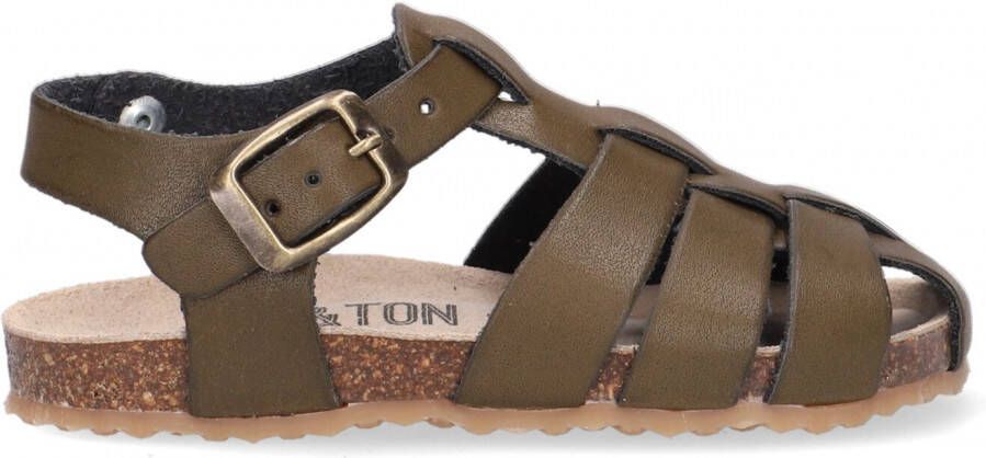 Ton & Ton Jongens Platte sandalen Bjorn Groen Leer