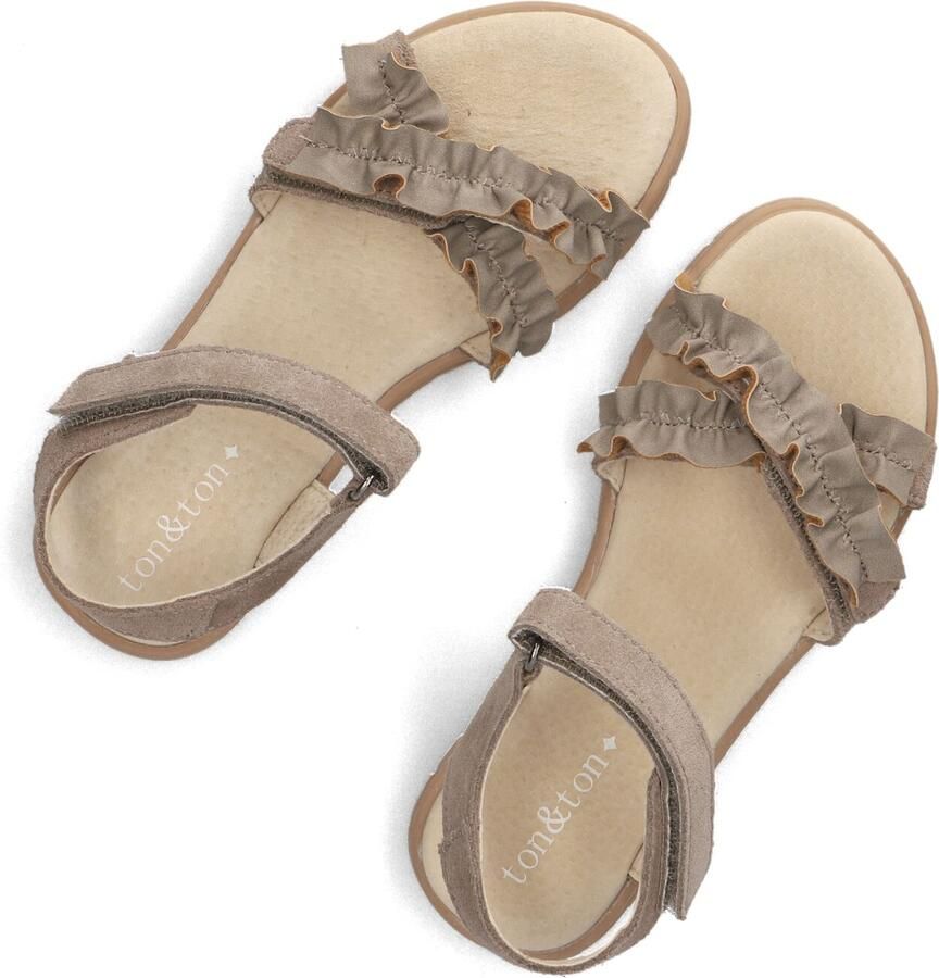 Ton & Ton Meisjes Platte sandalen Malin Taupe Suède Plateauzool - Foto 2
