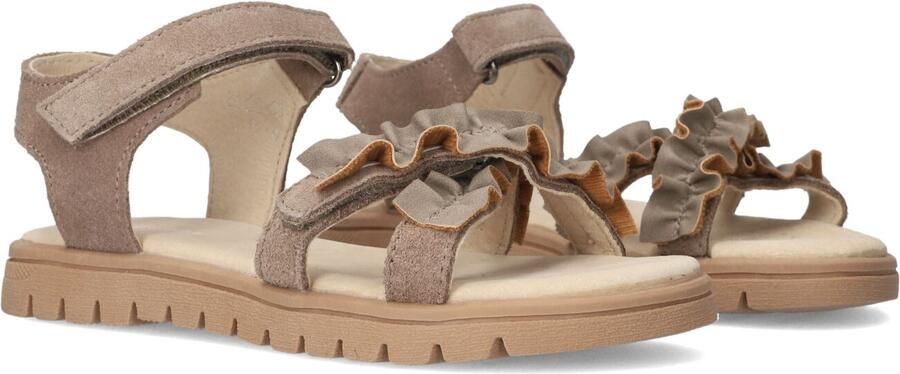 Ton & Ton Meisjes Platte sandalen Malin Taupe Suède Plateauzool
