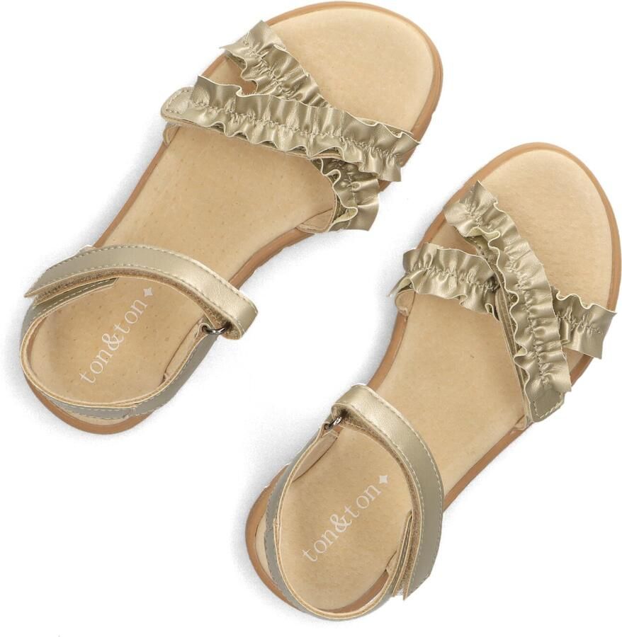 Ton & Ton Meisjes Platte sandalen Malin Goudkleurig Textiel Plateauzool - Foto 2