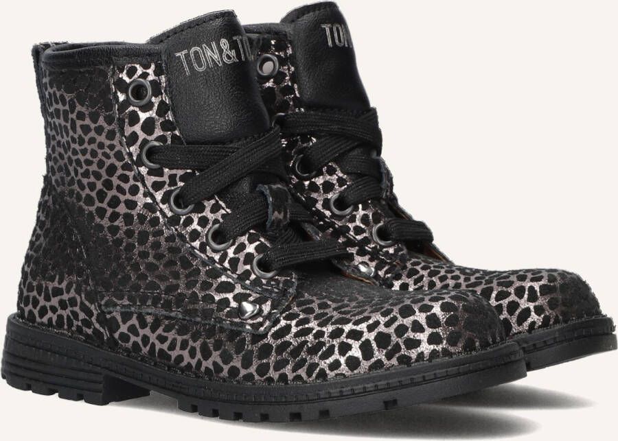 Ton & Ton Hedvig Veterboots Laarzen Met Veters Meisjes Kids Zwart