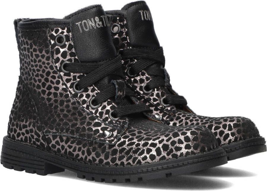 Ton & Ton Hedvig Veterboots Laarzen Met Veters Meisjes Kids Zwart