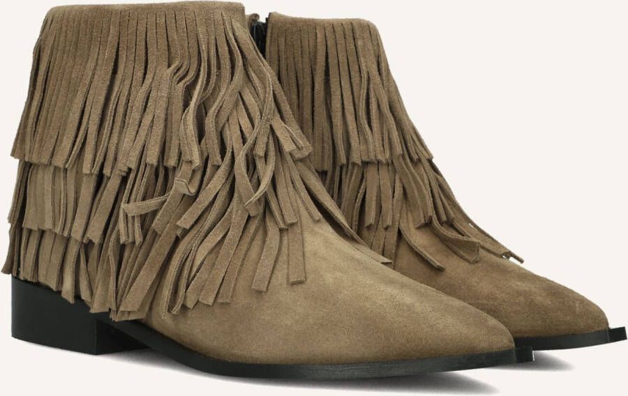 TORAL Enkellaarsjes Dames Adele Fringes Maat: 40 Materiaal: Suède Kleur: Camel