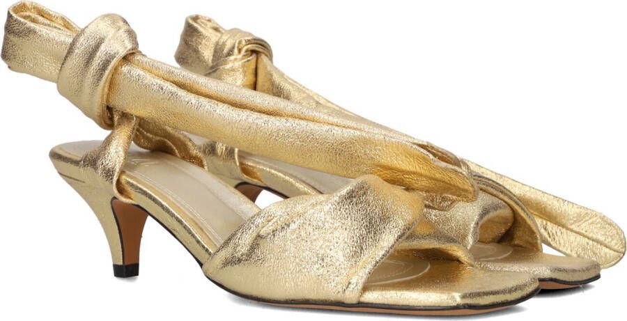 Toral Gouden Geknoopte Enkelband Hoge Hak Sandalen Yellow Dames