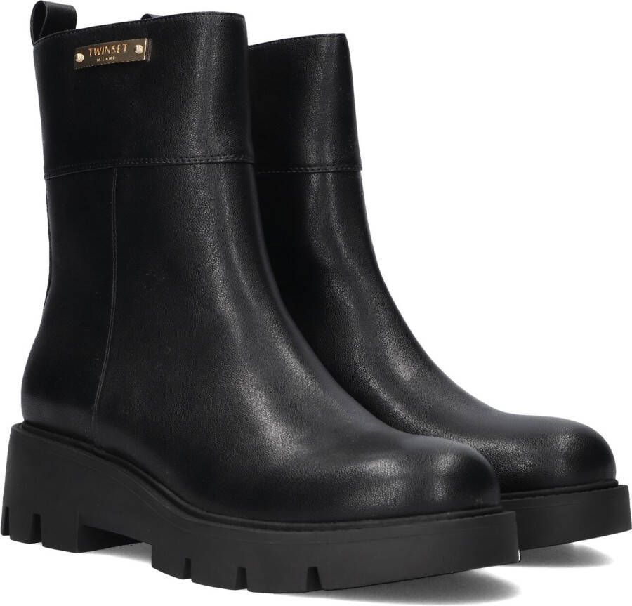 TWINSET MILANO Enkelboots Dames 242tcp056 Maat: 40 Materiaal: Leer Kleur: Zwart