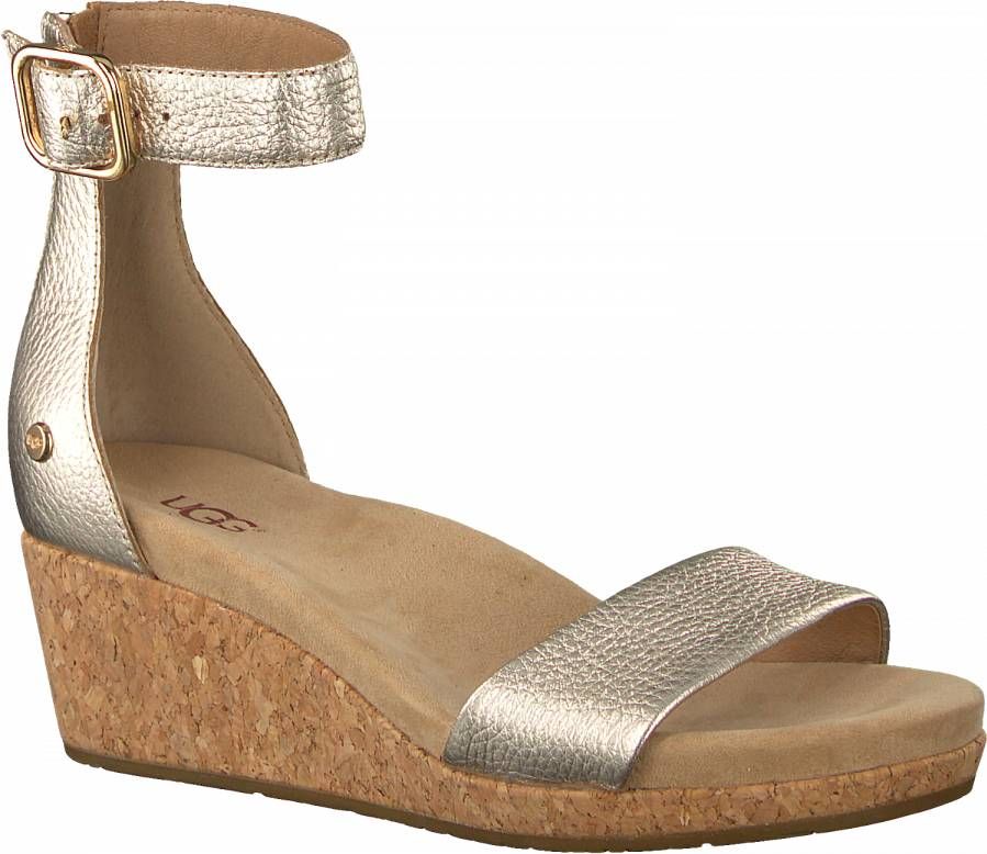 Sluit een verzekering af Commotie genie Ugg Zoe II Metallic Sandalen met Hak voor Dames in Gold | Leder -  Schoenen.nl