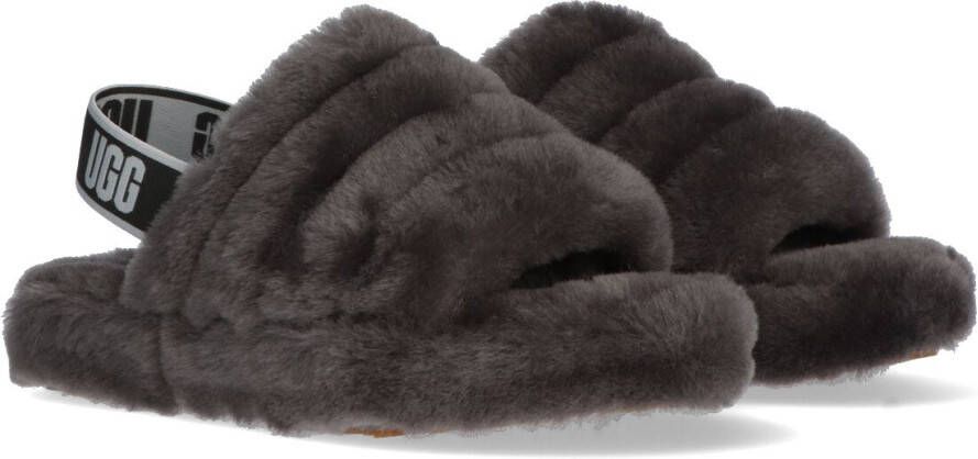 Ugg Fluff Yeah Slide Open Teen voor Kinderen in Charcoal | Shearling