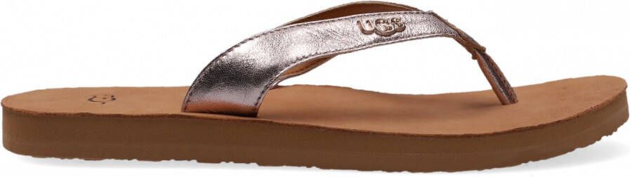 Ugg Tawney Logo Flip Flop voor Dames in Rose Gold Metallic | Leder