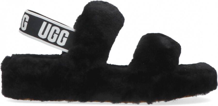 Ugg Oh Yeah Slide Dames Slippers en Sandalen Black Leer Foot Locker