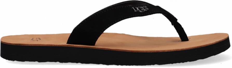 Ugg Tawney Logo Flip Flop voor Dames in Black Nubuck