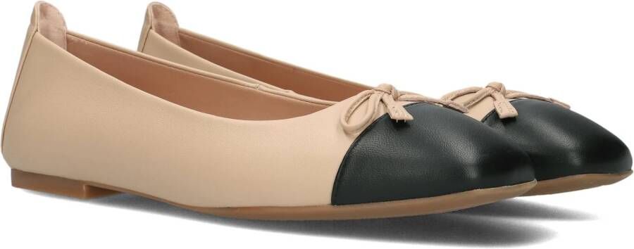 Unisa Beige Zwarte Leren Ballerina's Beige Dames