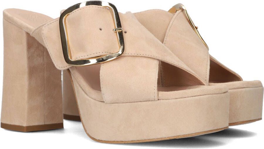 Unisa Beige Suède Kruisband Muiltjes Beige Dames