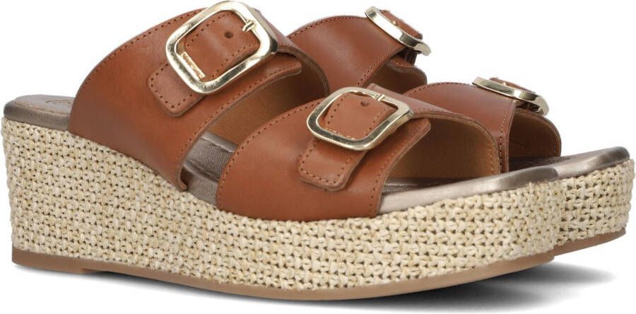 Unisa Bruine Plateau Slipper met Gouden Accenten Brown Dames