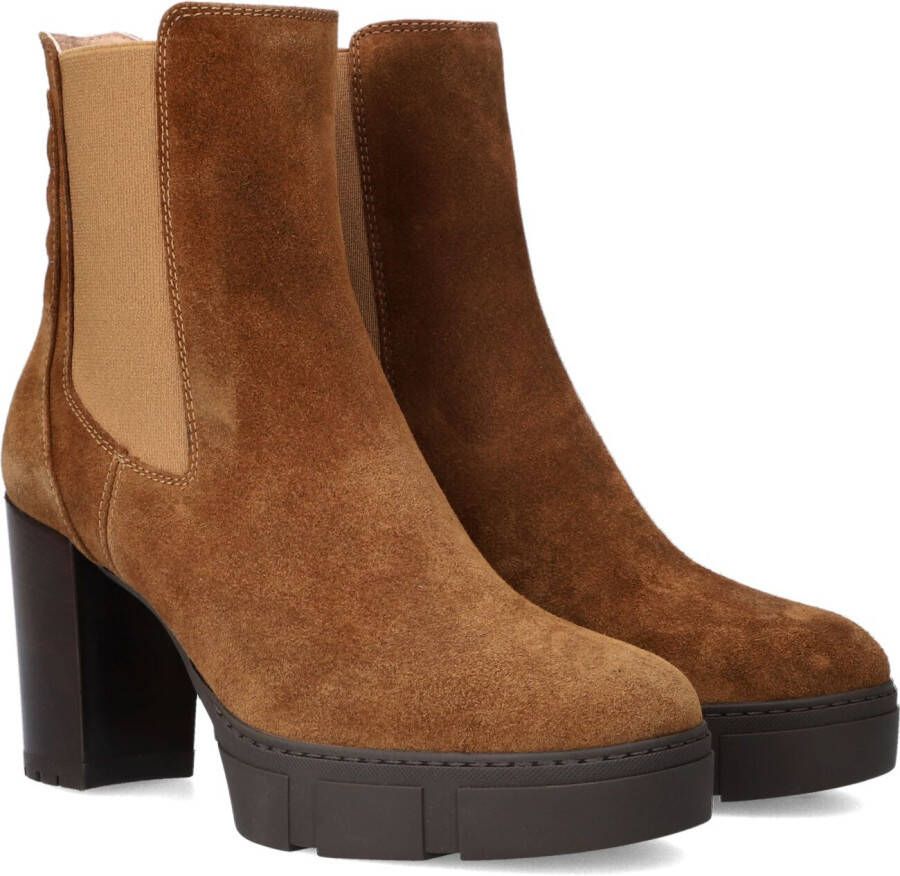 UNISA Enkellaarsjes Dames Kubel Maat: 42 Materiaal: Suède Kleur: Cognac