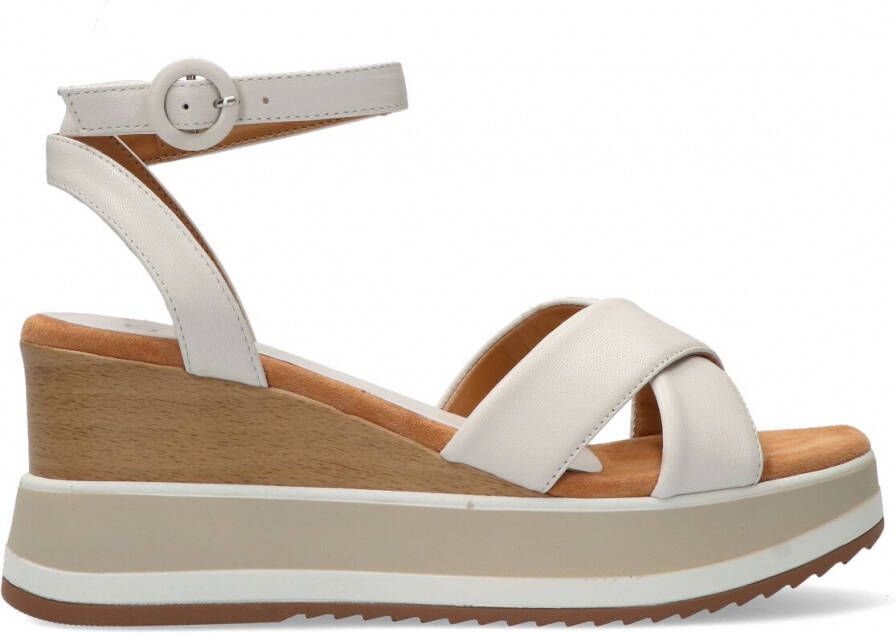 Unisa Sandalen Dames Damesschoenen Suède Sleehak hoogte 7 cm Cadio Gebroken wit