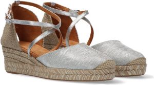 Unisa Vrouwen Textiel Espadrilles Damesschoenen Plateauzool Hoogte 2.5 4.5 cm Gesp sluiting Caude glitter Zilver